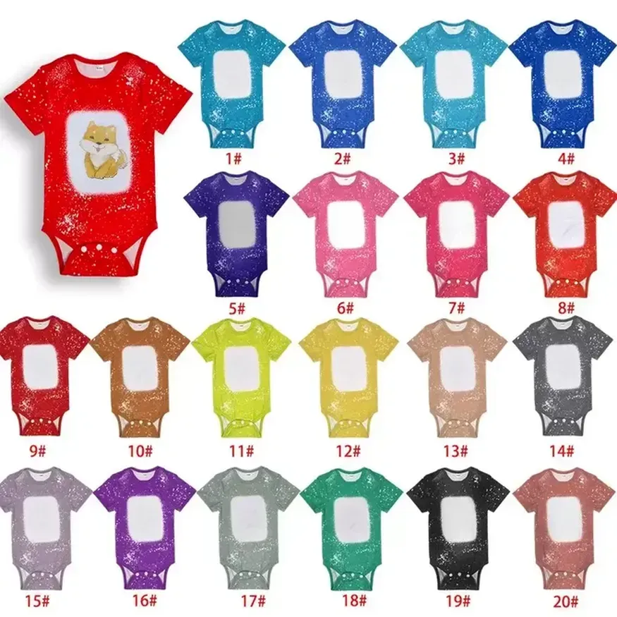 Blank sublimering kort ärm baby bodysuit tie färgämne värmeöverföring sublimering bodysuit julklappar 2023 0430