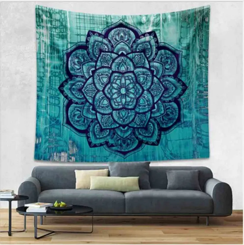 Elephant Print Wall Hanging Tapestry Flower Bohemian Psychedelic Peacock Mandala Bedding Room Decor Rug Yoga Mat Towel Beach Shawl 150*130