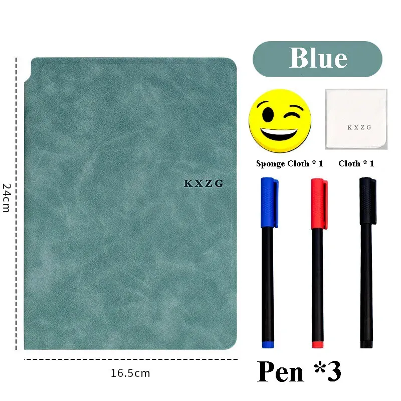 Anteckningar Erasable A5 Whiteboard Notebook Set Pu Doubled Student Leather Planning Board Office Memo Pad Cuaderno 231130