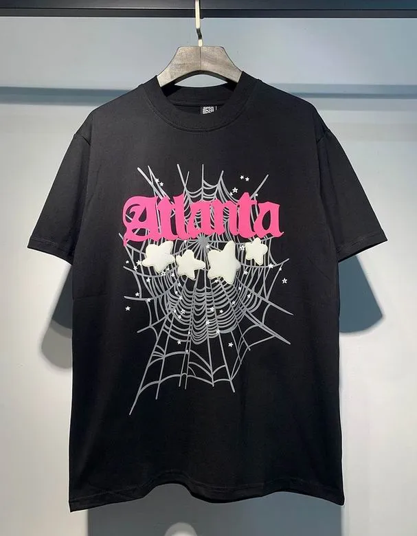 メンズTシャツスパーTシャツメンズレディデザイナーシャツブラックピンク白い赤い緑のトップマンファッションカジュアルスパイダーショーツスリーブ服8AZG