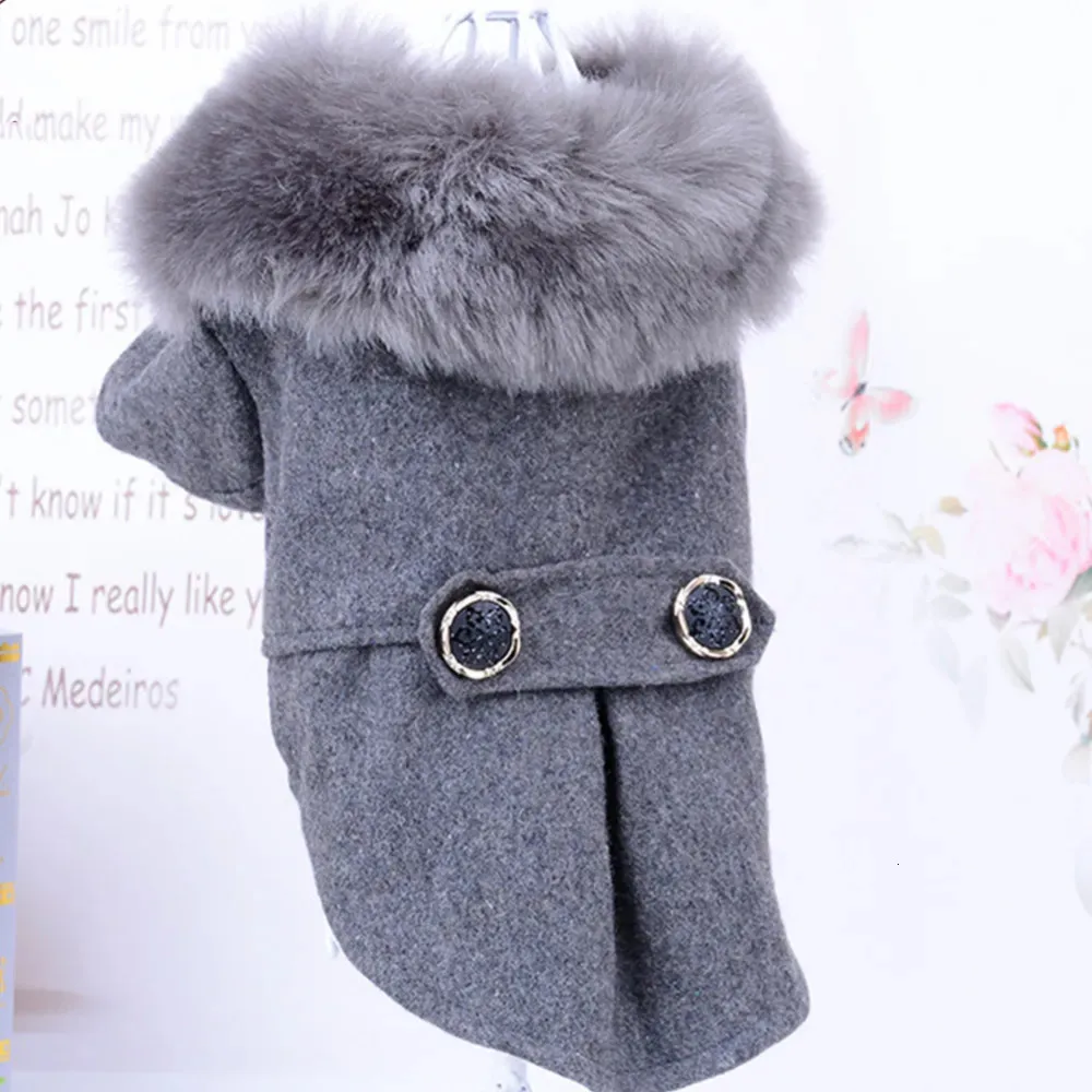 Ropa para perros Ropa para perros de invierno Mascota Gato Cuello de piel Chaqueta Abrigo Suéter Cálido Acolchado Ropa para cachorros para perros pequeños y medianos Mascotas 231129