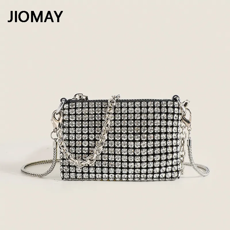 Evening Bags JIOMAY Small Designer Handbags for Women Rhinestones Purses for Lipstick Coin Card Party Chain Mini Evening Shoulder Bags 230428