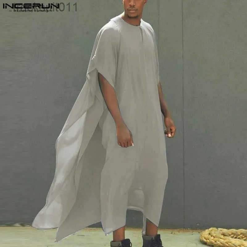 Męskie szaty 2023 Slim Style isamic arabski kaftan nowy męski długoterminowy kaftan szat swobodny solidny jubba sle jubba s-5xl L231130