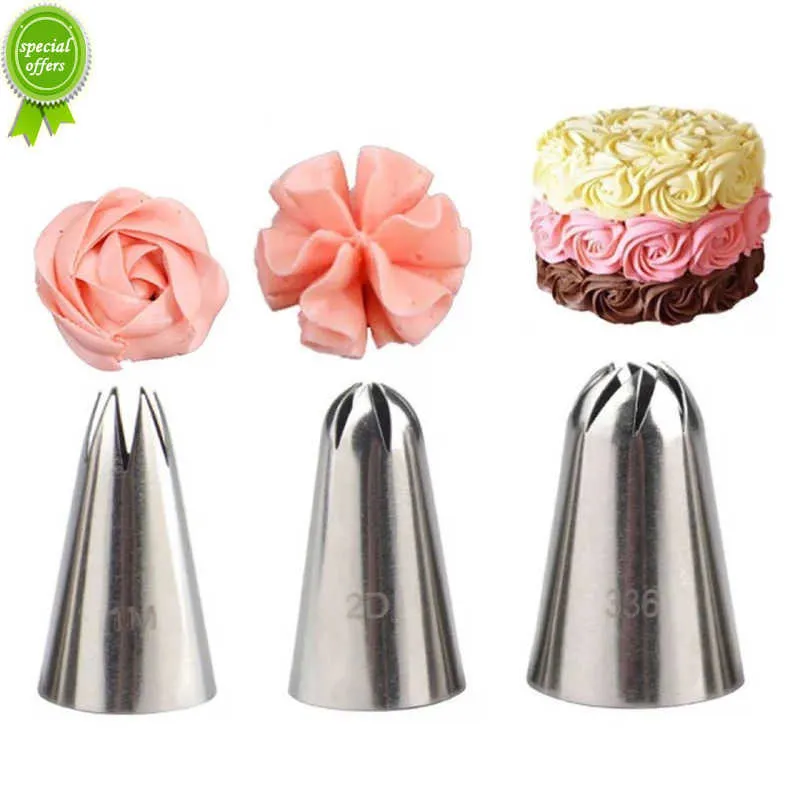 Novos bocais de pastelaria de rosa 3pcs/conjunto ferramentas de decoração de bolo de flor de cupcakes de cupcakes de cupcakes de cupcakes de gabinete de flor de flor Acessórios para assar #1m 2d 336