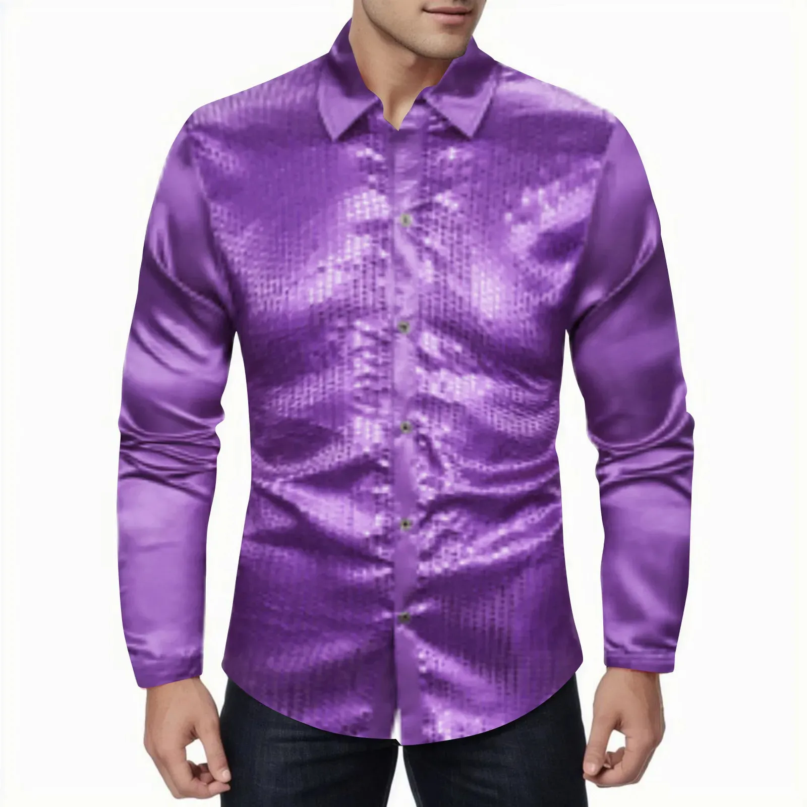 Mens Metallic Sequin Disco Satin Shirt Mens With Button Down Casual 70s  Dress For Nightclubs Style 231130 From You03, $19.19