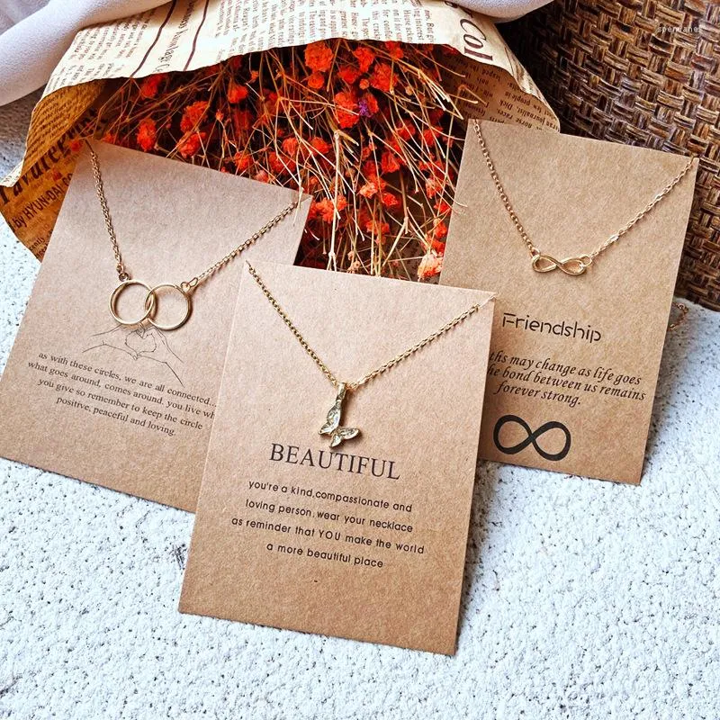 Chains European And American Creative Paper Card Simple Circle Collar Chain Retro Letter Butterfly Alloy Necklace