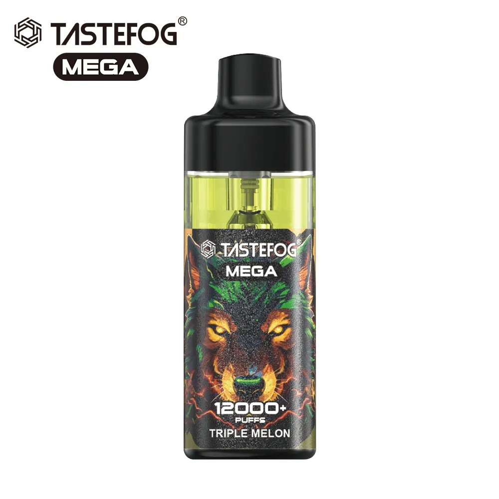 ホット販売12パフVAPE使い捨てEタバコTASTEFOG MEGA 12000 PUFFRGB LEDライト補充可能なベーパー