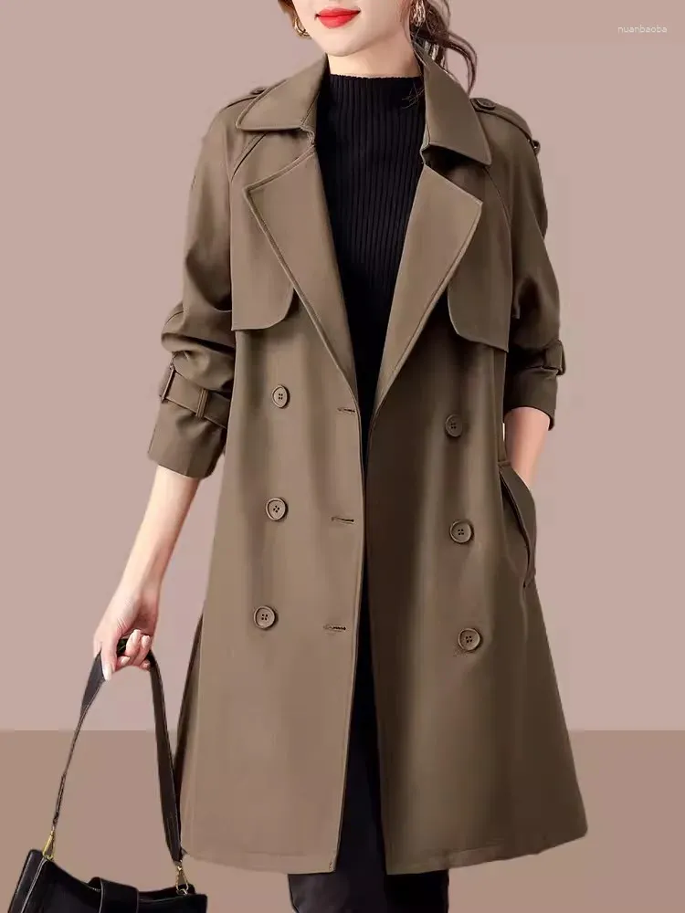 Women's Trench Coats 2023 Spring And Autumn Fashion British Style Outwear Mid Length Double Breasted Windbreaker Female Coat M688