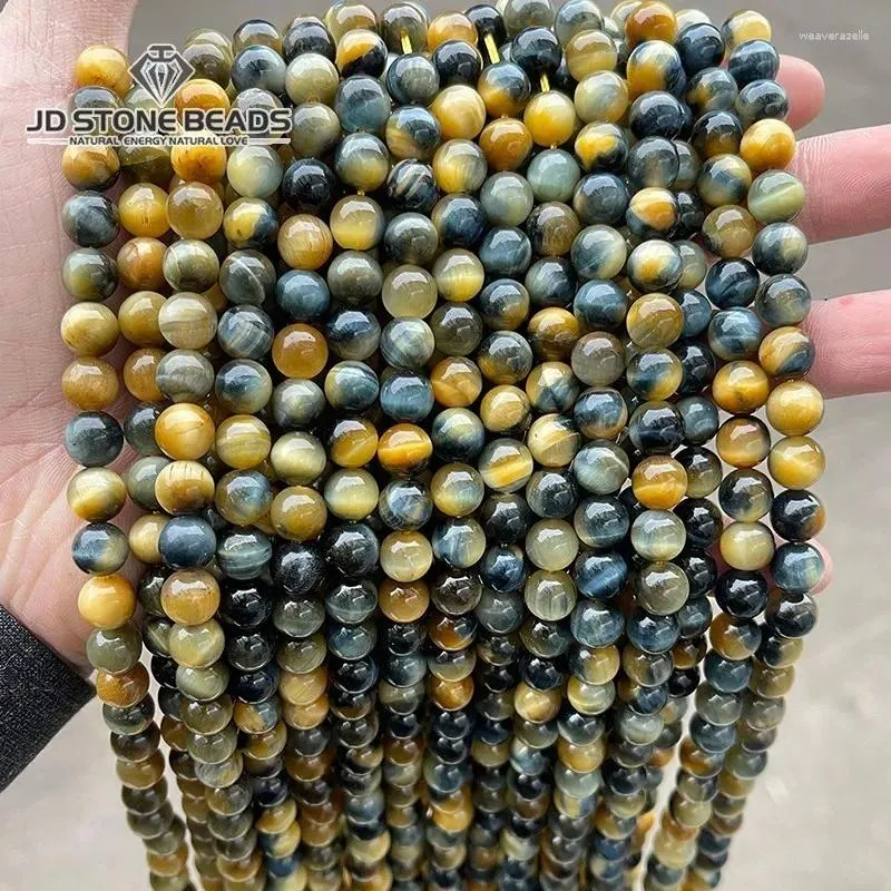 Pierres précieuses en vrac 5A teintées couleur rêve yeux de tigre perles pierre naturelle perle lisse pour la fabrication de bijoux bracelet collier accessoire fait à la main