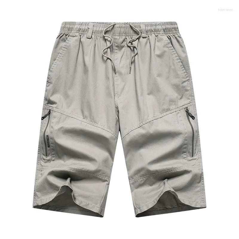 Calça masculina de verão algodão casual homem sólido de bolso de bolso de praia de bezerro de bezerro de bezerro de bezerro