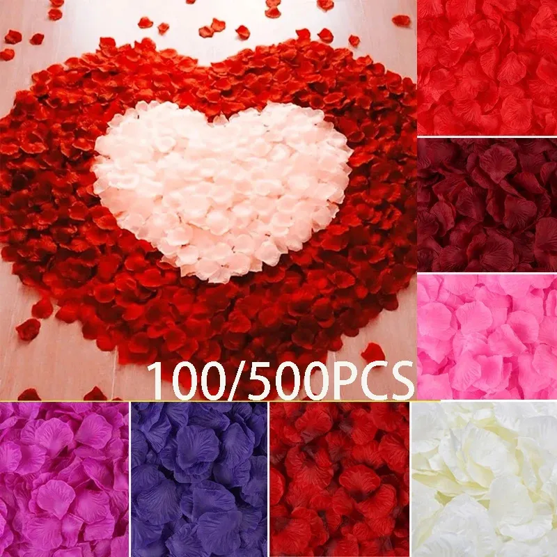 Faux Floral Greenery 100/500 morceaux de pétales de roses artificielles roses en soie colorées d'anniversaire de mariage romantique utilisées pour la décoration de mariage fournitures de roses 231130