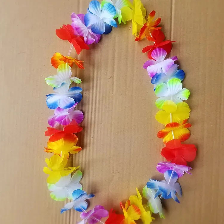 50/100pcs Tropic Hawaiian Leis Garland Artificial Flower Necklace Birthday Bridal Summer Party Hawaii Beach Decoration Supplies