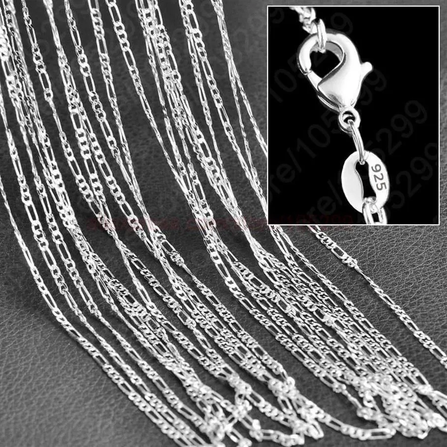 10st Lot 2mm Figaro Chain 925 Sterling Silver smycken halsbandskedjor med hummerklasspar storlek 16 18 20 22 26 28 30 tum329o