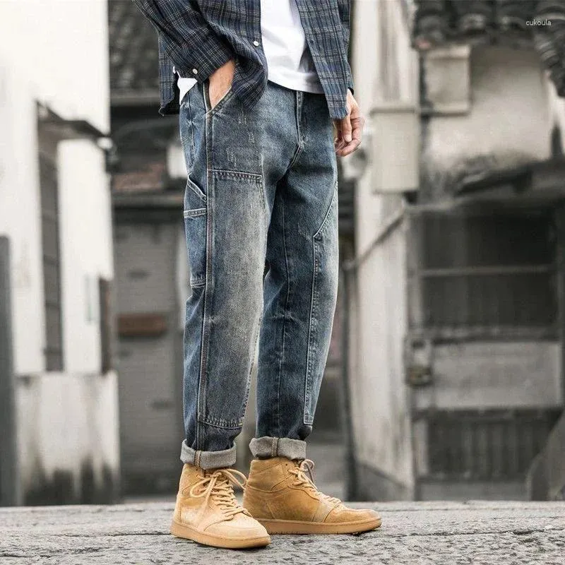 Jeans pour hommes pour hommes coniques mâle Cowboy pantalon droit Cargo pantalon doux vêtements d'hiver Y2k 2000s tendance élégante 2023