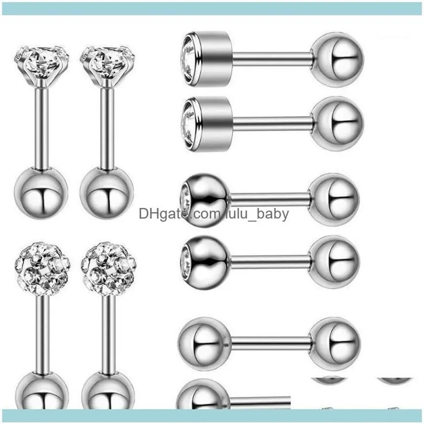 Stud Jewelrystud 10 Stücke Set Luxus Ohrstecker Für Frauen Ball Ohrring Shinning Kristall Ohr Piercing Knorpel Schmuck Aessory1 D237D