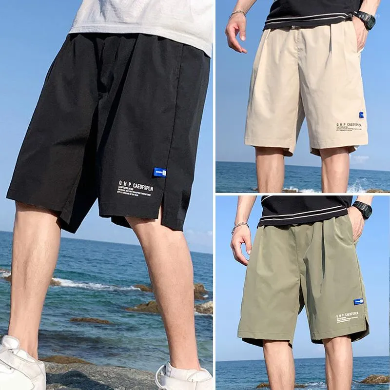 Shorts masculinos de verão casual tendem a corrida esportiva de beisebol da cintura elástica masculina de roupas de praia frouxas