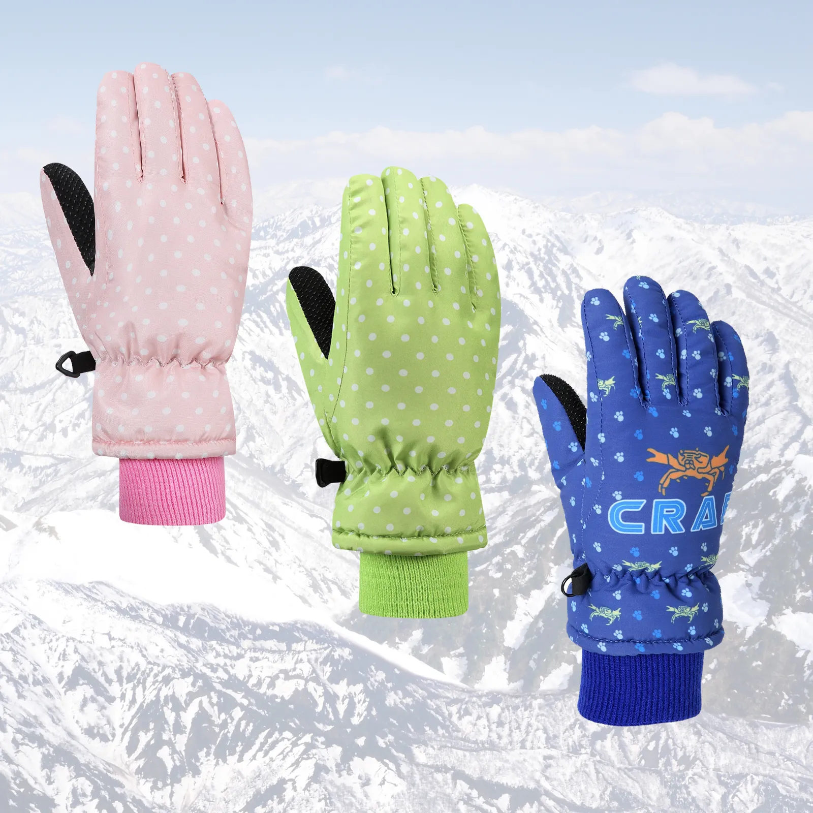 Luvas de esqui de neve de inverno para crianças Luvas de snowboard para meninos e meninas