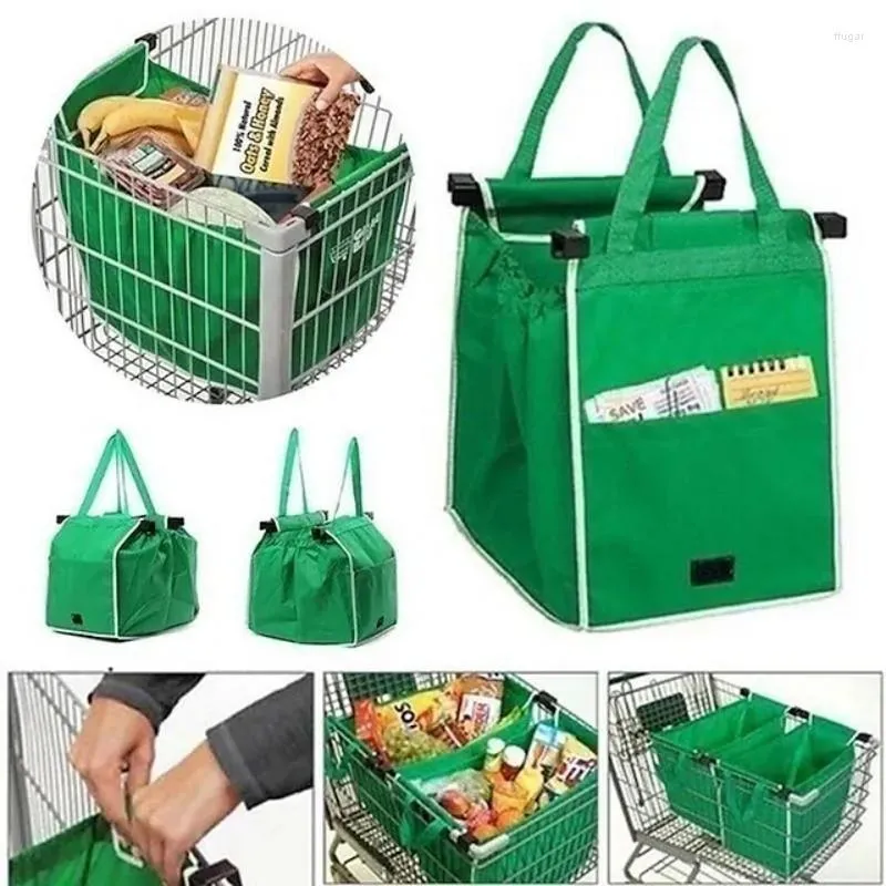 Borse portaoggetti Borsa riutilizzabile verde 1 Pz Shopping alla moda Pieghevole Eco-friendly Grande carrello Borsa da supermercato