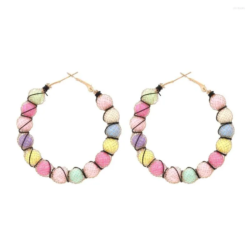 Hoop Earrings Resin Ball Fashion Colorful Bead Dangle For Women Jewelry Accessories