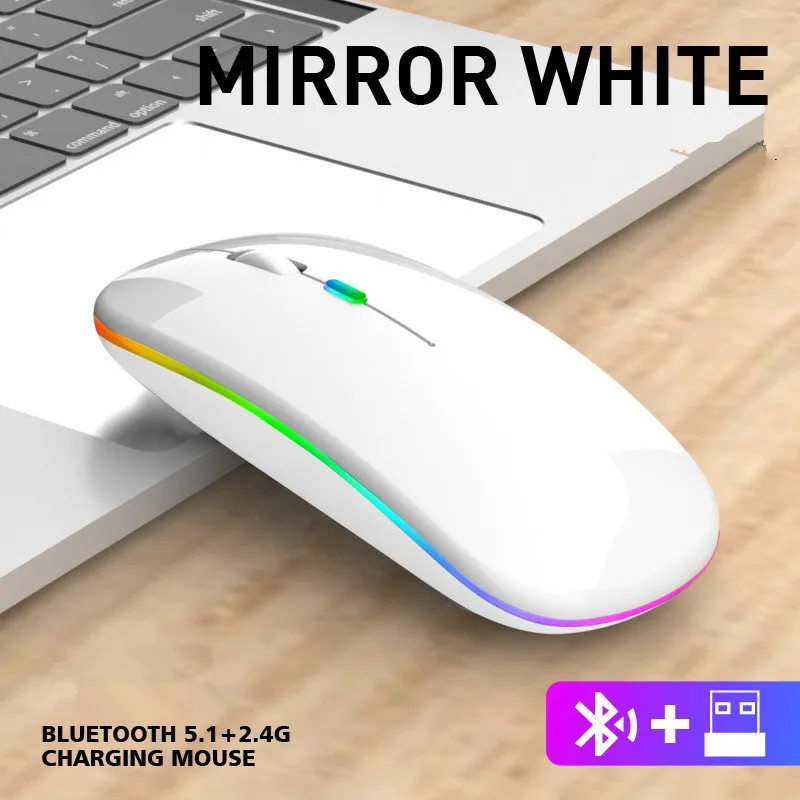 Rechargeable Wireless Bluetooth Mice With 2.4G receiver LED Backlight Silent Mice USB Optical Gaming Mouse for Computer Desktop Laptop PC Game