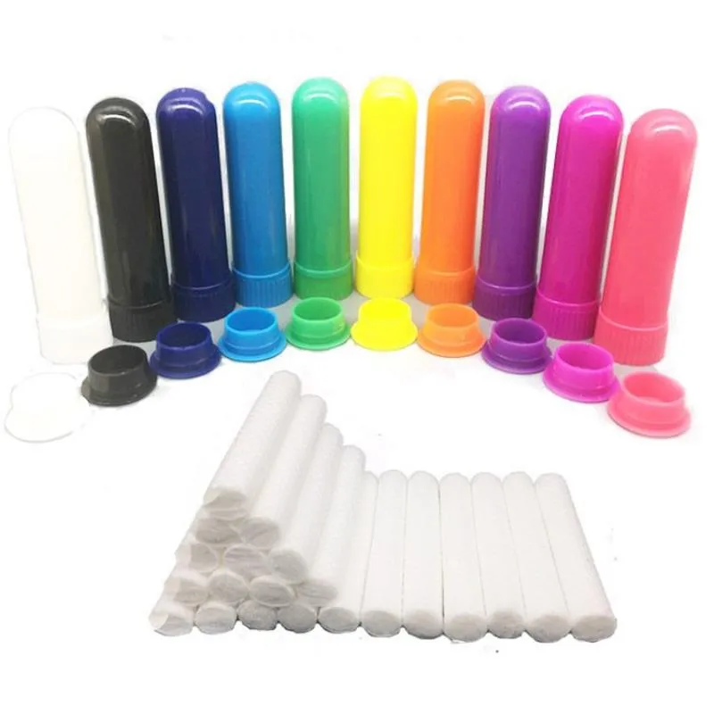 100 Sets Colored Essential Oil Aromatherapy Blank Nasal Inhaler Tubes Diffuser With High Quality Cotton Wicks Ohcpj