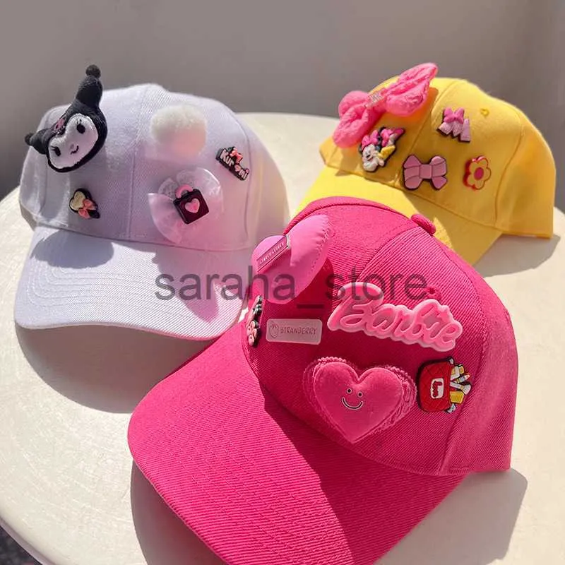 Gorras de pelota Otoño e invierno Amor Barbie Rose Sombrero de béisbol 3D Sombrilla versátil para niños Lengua de pato Tapa suave Sombrero de lengua de pato J231130