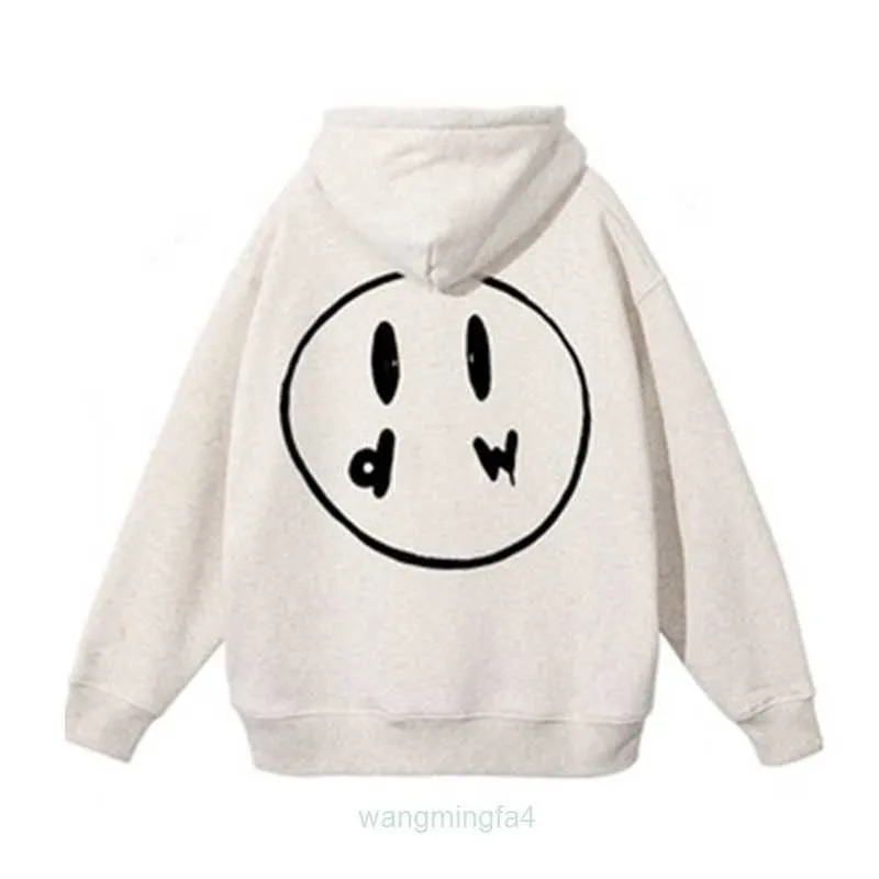 Zjfw Drew Marke Herren Hoodies Sweatshirts Gelb Retro Smiley Face Buchstaben Drucken T-shirt Frühling Trend Langarm Top High Street Drews 24ok Ltt2