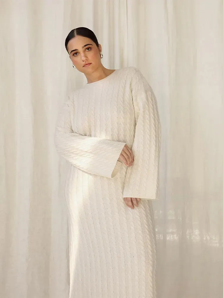 chinese dress ladies Women's Casual Sweater Midi Dress Long Sleeve Backless Loose Ribbed Kn   Divahotcouture