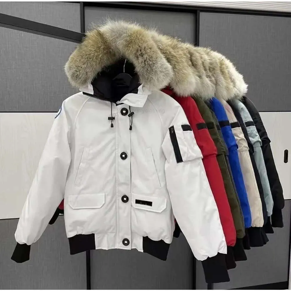 Homens Down Parkas Piloto Canadense Jaqueta Real Lobo Pele Lona Parkas Carta Patch Zipper Bolsos Quente Grosso Outwear Designer Gooses Mulheres Casacos de Inverno