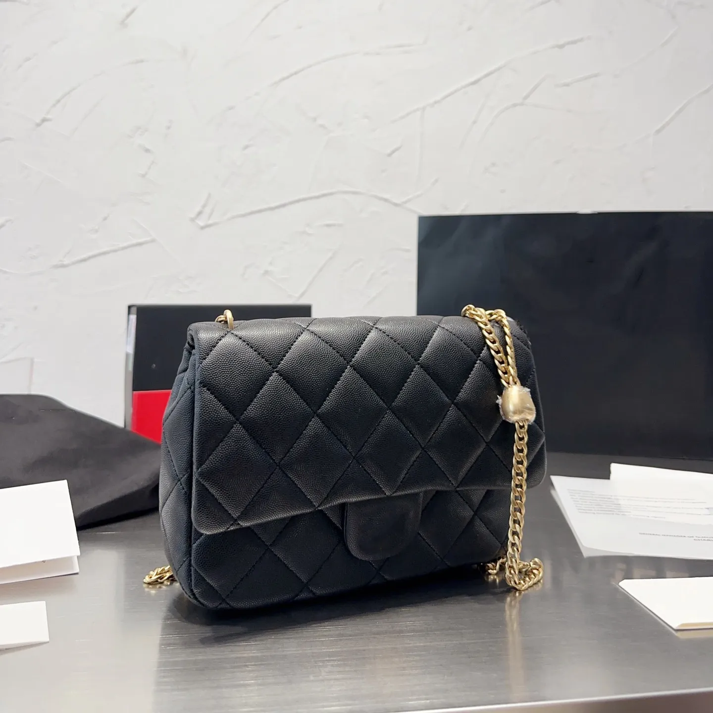 DHgate Golden Ball Square Shoulder Bag Adjustable Tote Handbag Crossbody Leather Fashion Designer Bag Luxury Design Chain Purse Bags Luggage Accessories