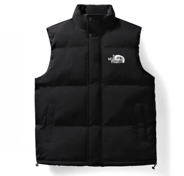 2023 Winter Vest Down Cotton Jacket 두꺼운 단열재 야외 스포츠 자켓 남성 및 여성의 세련된 단색 조끼 민소매면 재킷