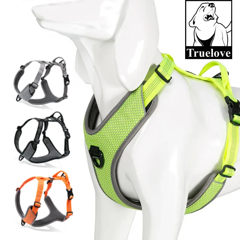 Colliers de chien Laisses Truelove harnais pour chien réfléchissant sans traction petit moyen grand gilet réglage rapide correspondant laisse collier formation course TLH6071 231129