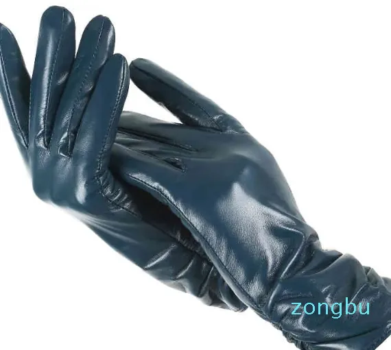 Classic pleated color real leather sheepskin Genuine Leather winter gloves