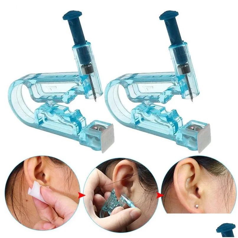 Piercing Kits Hälsosam säkerhet Steril engångsbar kroppsörn näsa Piercing Gun Ears Piercer Tool Kit Drop Delivery Health Beauty Tattoos B DHL1I