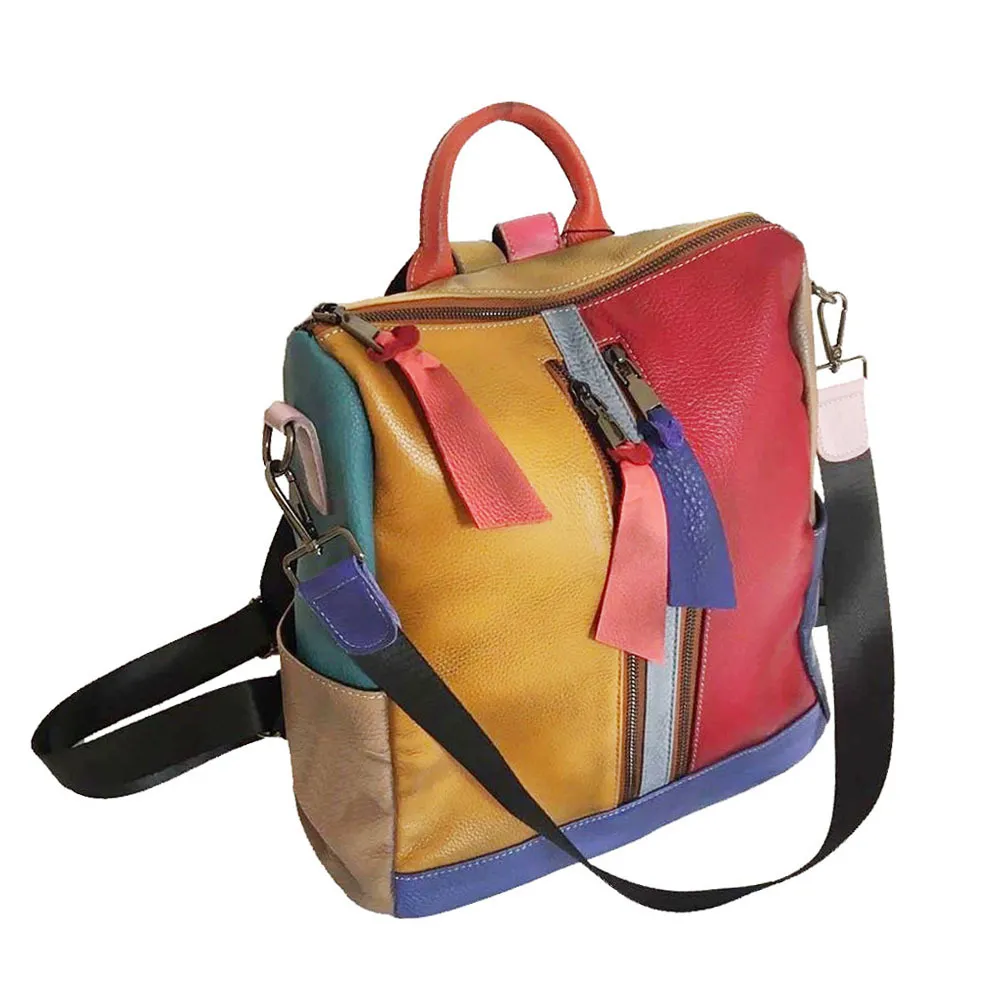 Novo design de moda 2023 bolsa de couro de vaca real packbag saco de couro colorido