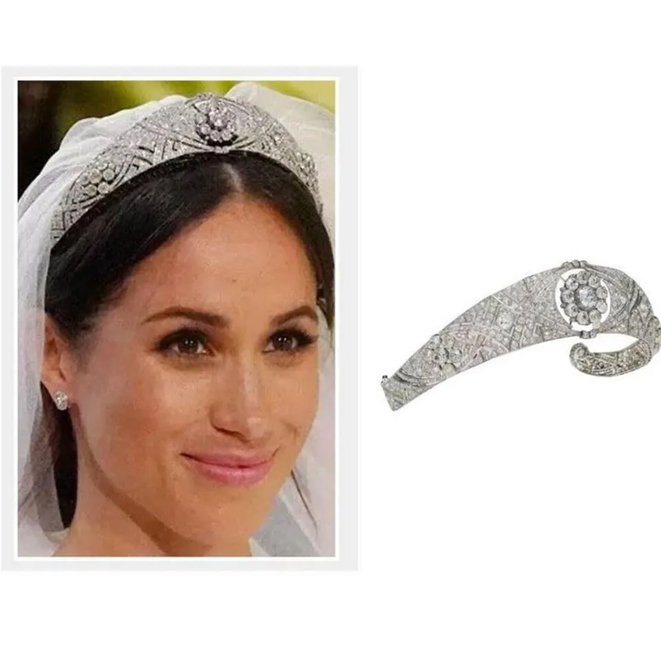 Lyxa österrikiska strass Meghan Princess Crown Crystal Bridal Tiaras Crown Diadem For Women Wedding Hair Accessories smycken Y20208T