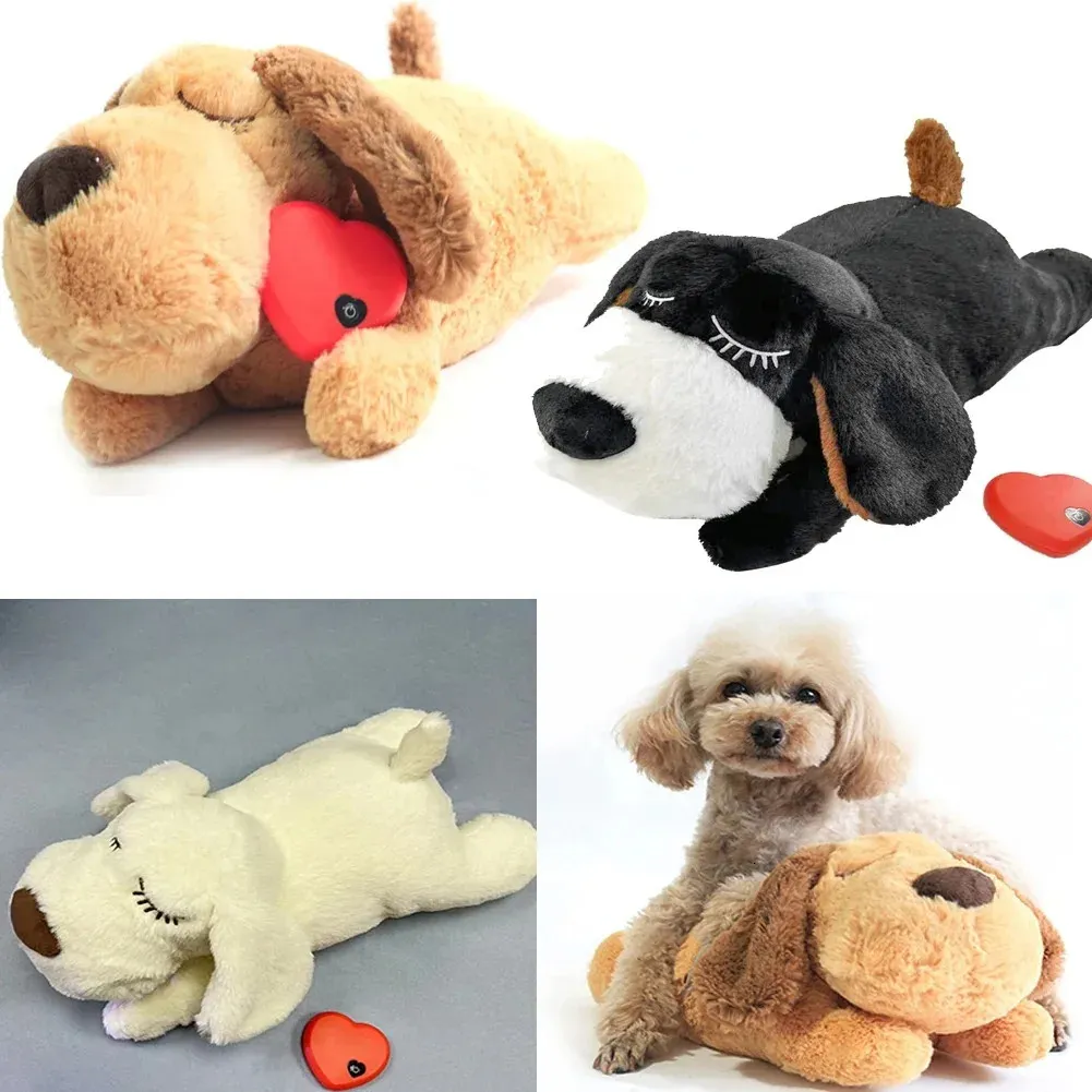 Jouets pour chiens à mâcher jouet pour chien mignon chiot en peluche jouet confortable aide à la formation comportementale jouet battement de coeur apaisant poupée en peluche sommeil pour chiens intelligents jouer 231129