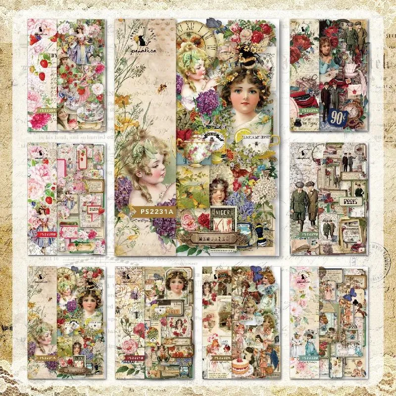 Envoltório de presente 40 folhas vintage scrapbooking adesivo pacote para cartão fazendo diy lixo diário fundo decorativo artesanato adesivos