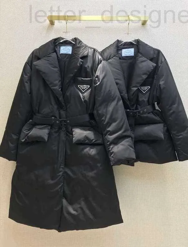 Mulheres para baixo parkas designer de luxo designer de luxo grosso casaco de algodão feminino inverno quente preto blusão casaco com cinto para mulher outono