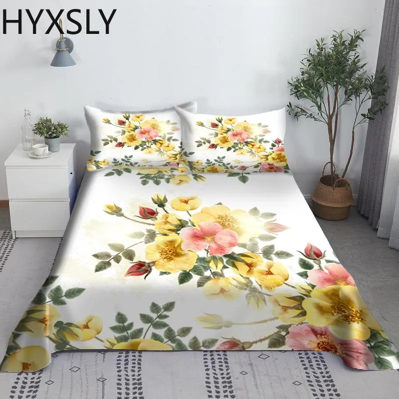 Set mit schönen Blumen, Bettlaken, 23-teiliges Set und Kissenbezug, 3D-Bettwäsche, Digitaldruck, flaches Laken, King-Size-Bett, neues Blumendesign