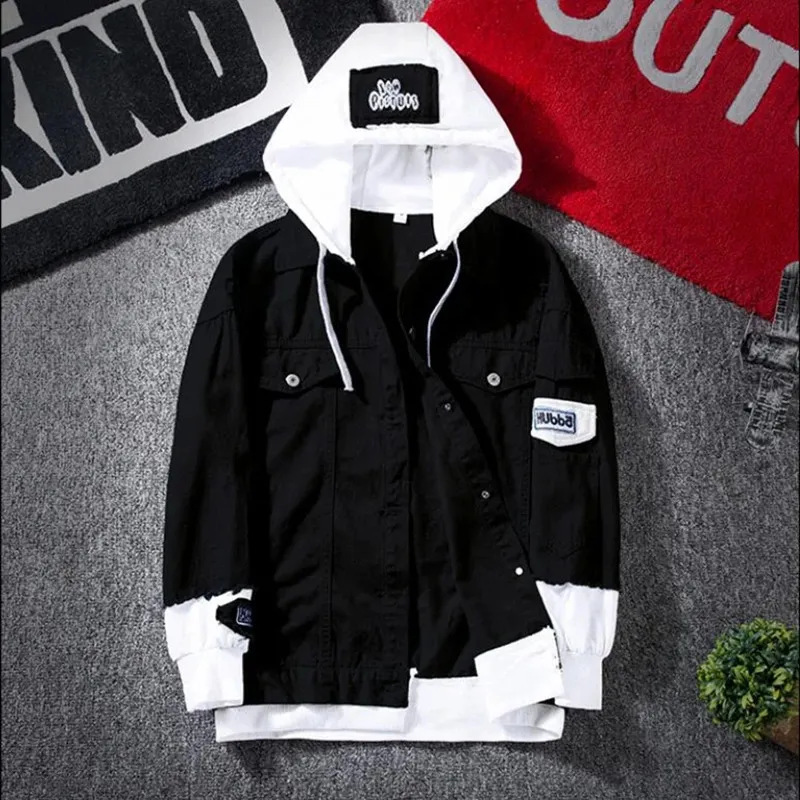 Hip Hop Hooded Denim Jacket Chaqueta De Jeans Para Hombre Mens