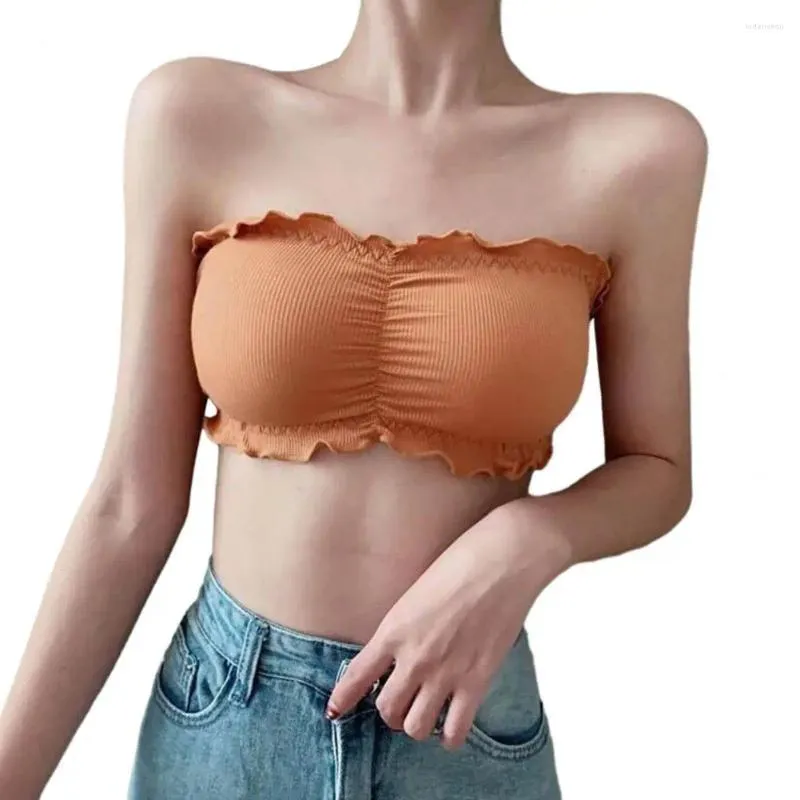 Anti Slip Strapless Push Up Bandeau You Tube Shorts Top With Soft