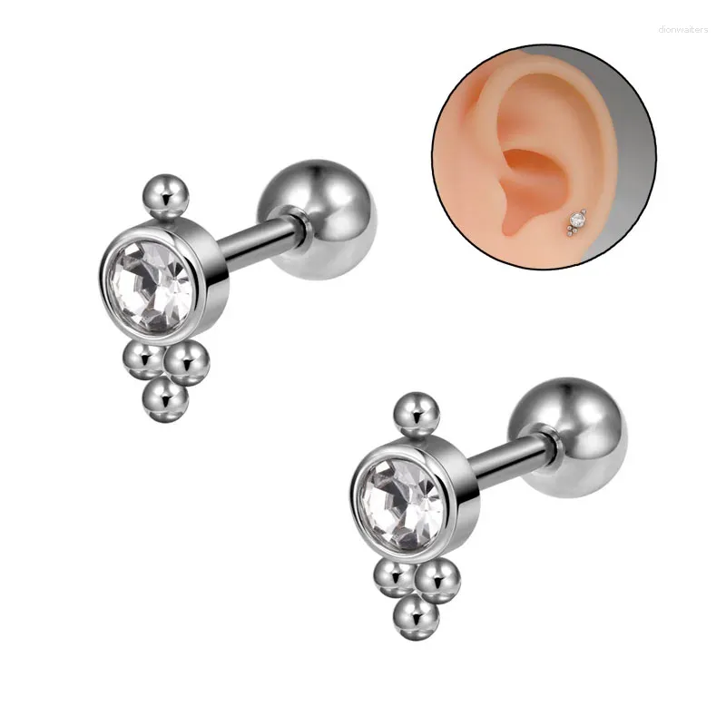 Studörhängen 2st Liten brosk Ear Studs Steel Crystal 16g 1,2 mm Tragus Body Piercing smycken Foe Girls Women