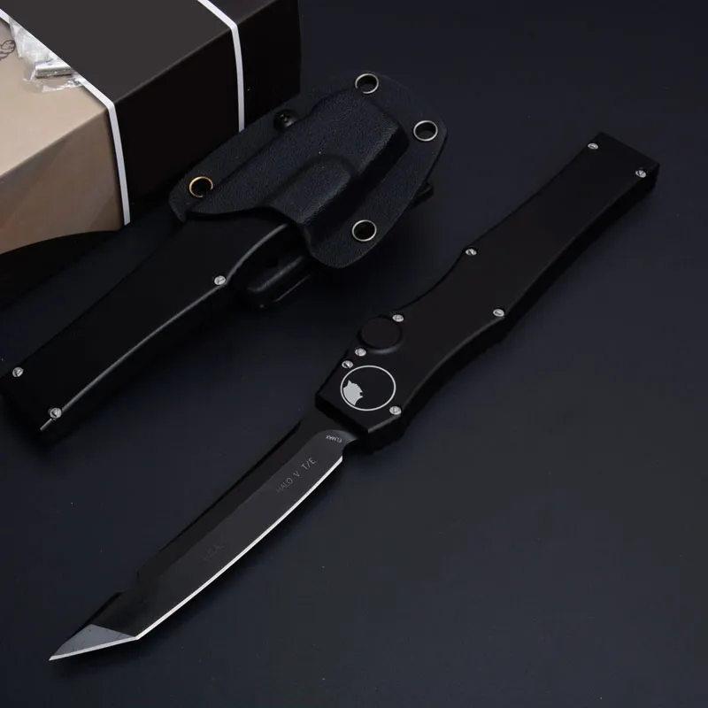 U-Models A-Black 150-10 Auto Knives Elmax Blade T6- 알루미늄 핸들 전술 헌트 캠프 자체 방어 구조 포켓 나이프 EDC 도구