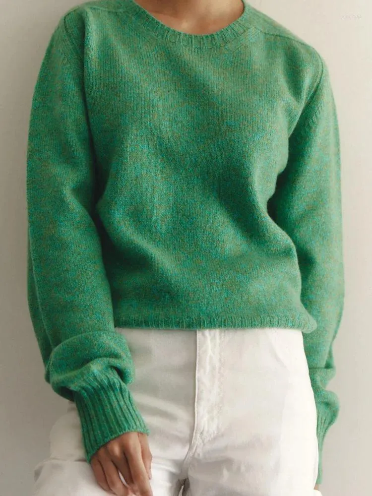 Damessweaters 2023 herfst en winter casual wollen trui met ronde hals, effen kleur trui voor dames