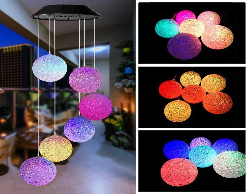 LED Solar Wind Chime Light Hanging Spiral Lamp Ball Wind Spinner Chimes Bell Lights to Christmas Outdoor Home Garden Decor6361082