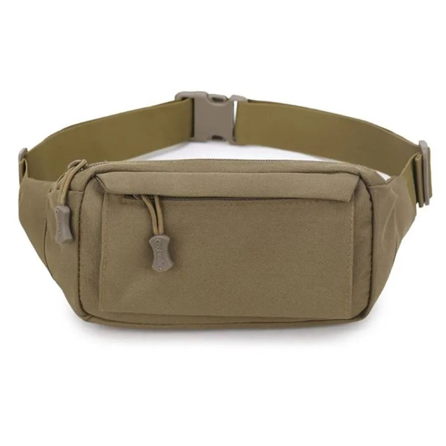 Högkvalitativa män Fanny Pack Chest Shoulder Bag med 3 fickor Nylon minitär midja väska dragkedja Belt BACK KHAKI 220112288M