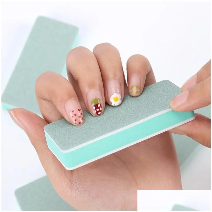 Lime per unghie Trasferimento File di grandi dimensioni 1Pc Lima per unghie lucida su due lati Verde Bianco Wenwan Block Strumento per manicure per donna moda Polishi Qylfdx Dhwaj