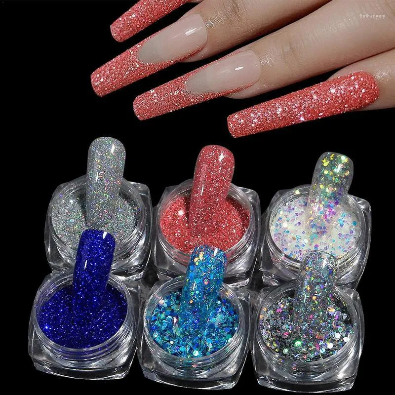 Chunky Nail Art Ombre Glitter Pack 6 Shimmering Powder Eyeshadow