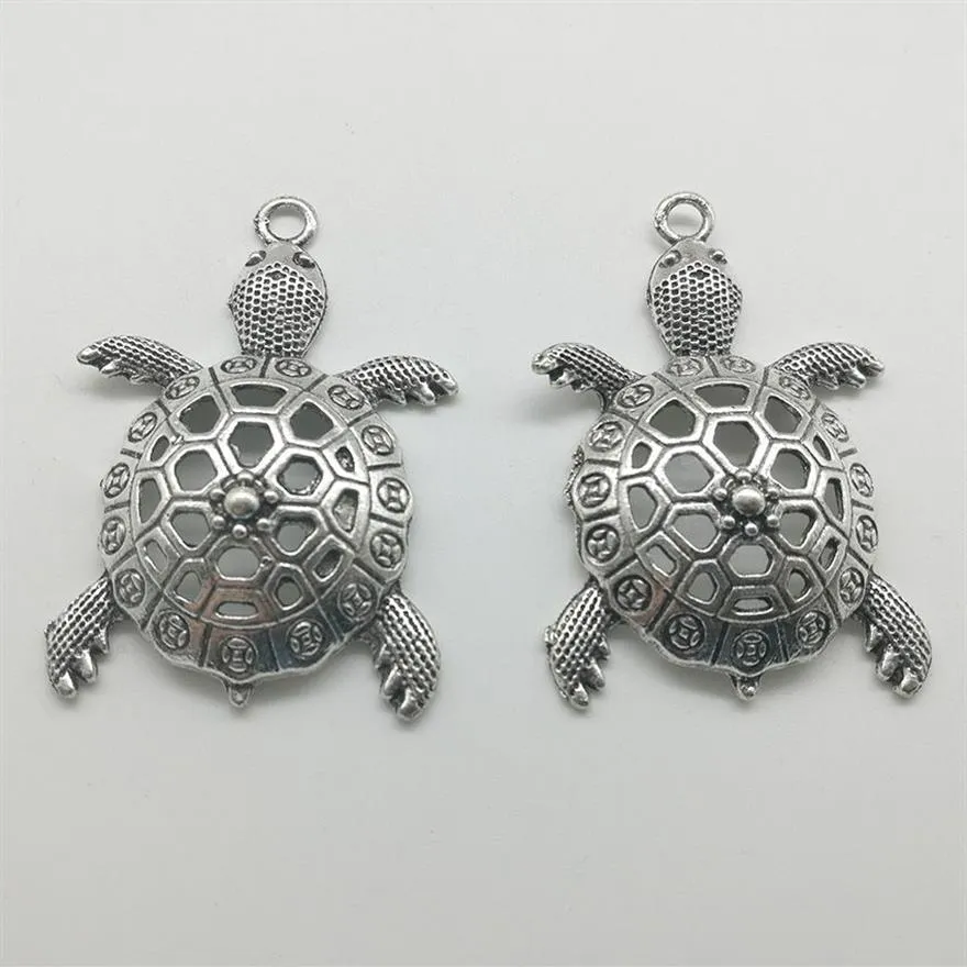 10 Stück große Meeresschildkröten Tier Charms Anhänger Retro Schmuck Zubehör DIY Antik Silber Anhänger für Armband Ohrringe Schlüsselanhänger 5292s